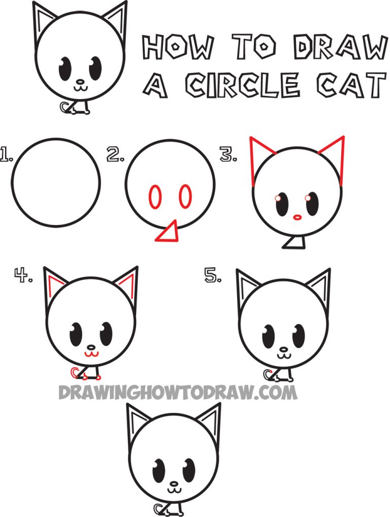 Big Guide to Drawing Cute Circle Animals Easy Step by Step Drawing ...