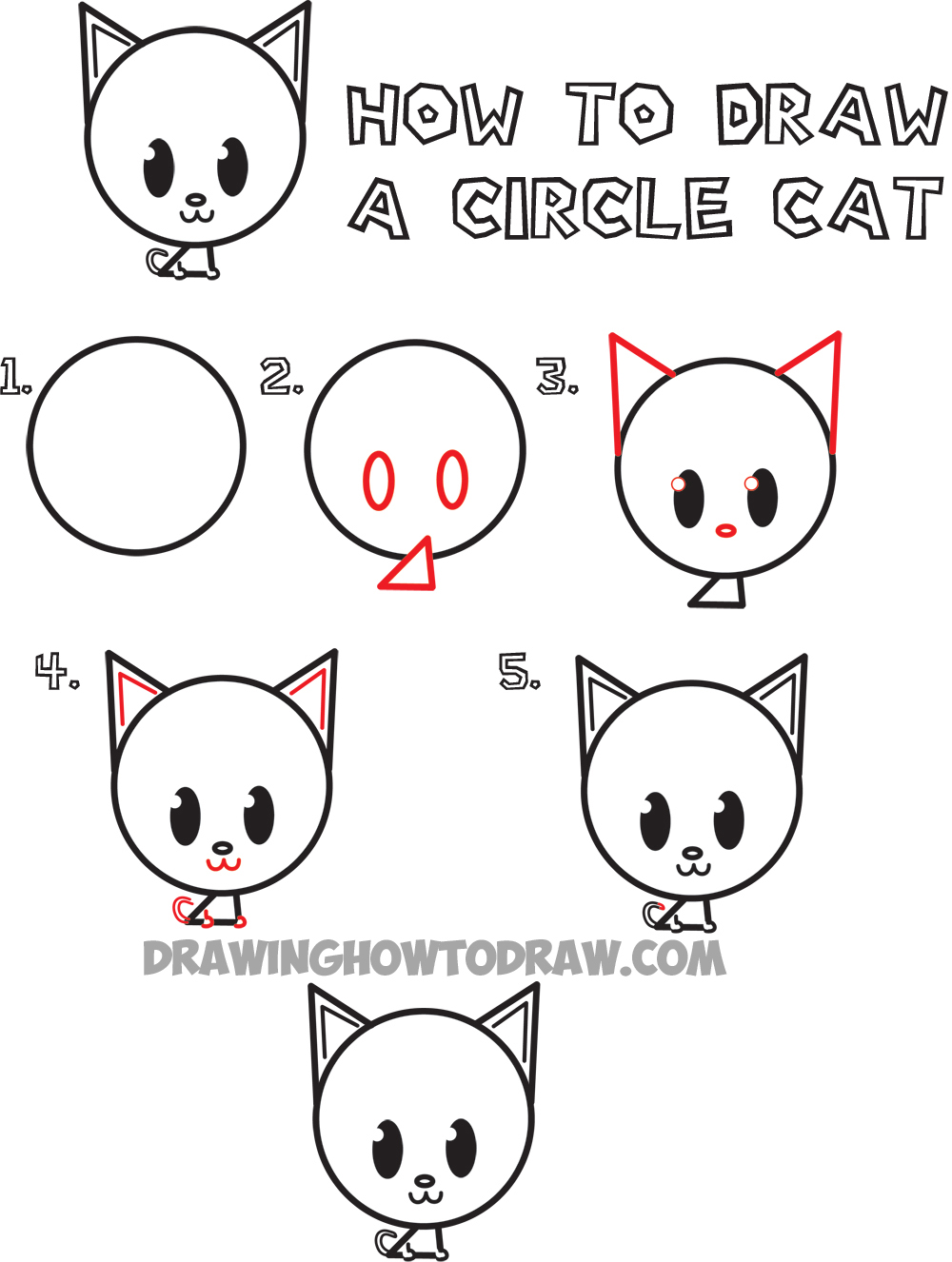 Big Guide To Drawing Cute Circle Animals Easy Step By Step Drawing Tutorial For Kids How To Draw Step By Step Drawing Tutorials