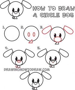 How to Draw a Cute Cartoon Circle Doggy