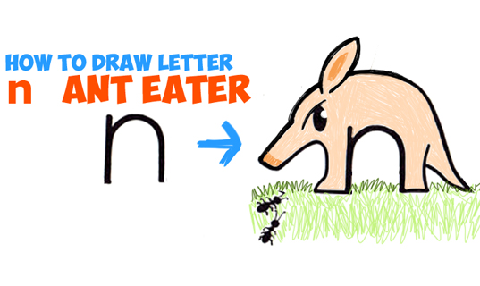 how to draw cartoon ant eaters and ants letter animals