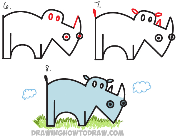 How to Draw a Cartoon Rhino from the Word Rhino - Easy Steps Word Toons Tutorial