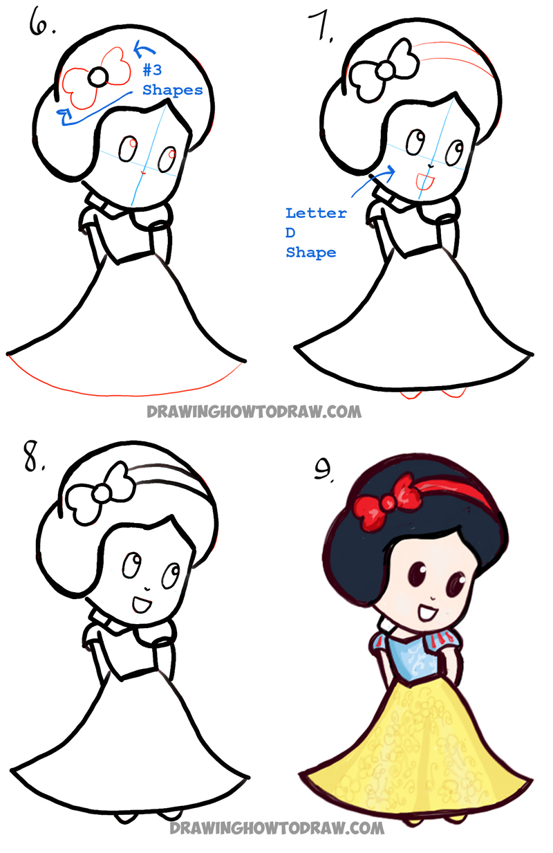 How to Draw Cute Baby Chibi Snow White in Simple Step by Step Drawing Lesson