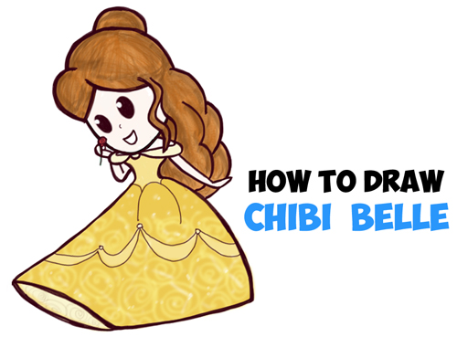 Learn How to Draw Cute Baby Chibi Belle from Beauty and the Beast - Simple Step by Step Drawing Tutorial