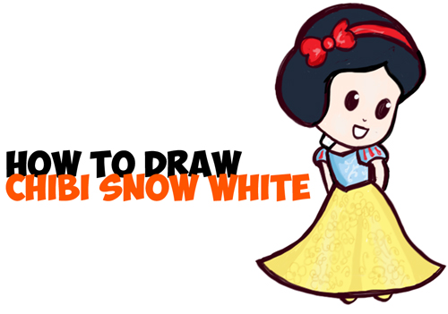 Learn How to Draw Cute Baby Chibi Snow White in Easy Steps Drawing Tutorial for Kids