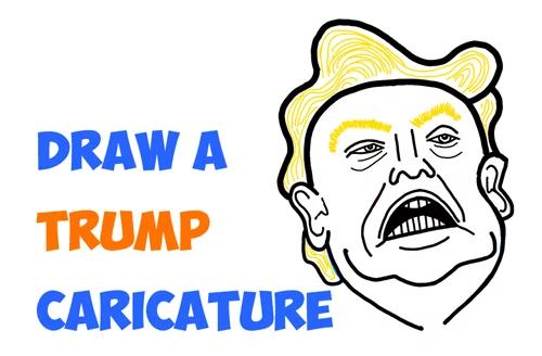How to Draw Donald Trump Caricature or Illustration - Step by Step Drawing  Tutorial - How to Draw Step by Step Drawing Tutorials