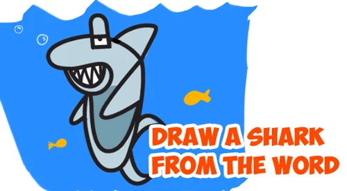 How to Draw a Cartoon Shark from the Word - Step by Step Word Cartoon  Tutorial - How to Draw Step by Step Drawing Tutorials