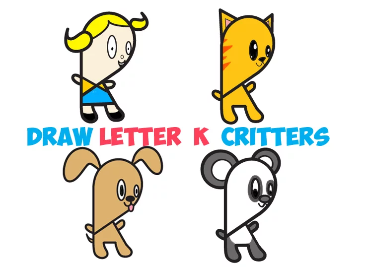 Huge Guide to Drawing Cartoon Characters from Lowercase Letter k – Easy  Tutorials for Kids - How to Draw Step by Step Drawing Tutorials