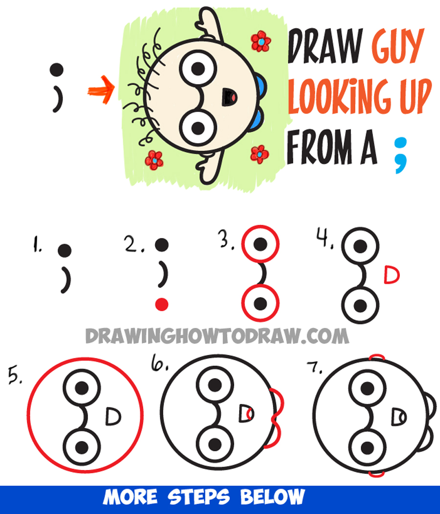 How to Draw a Cartoon Person Waving Up Towards Someone Looking Down : Easy Step by Step Drawing Lesson