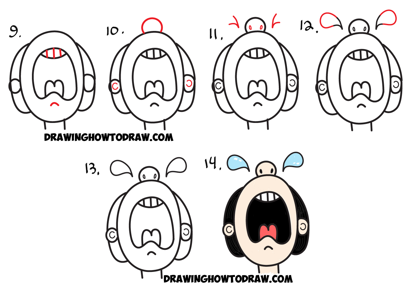 How To Draw Cartoon Crying Person From The Word Cry Easy