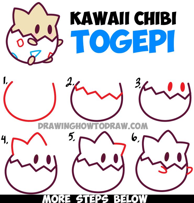 How to Draw Chibi Kawaii Togepi from Pokemon - Easy Drawing Tutorial