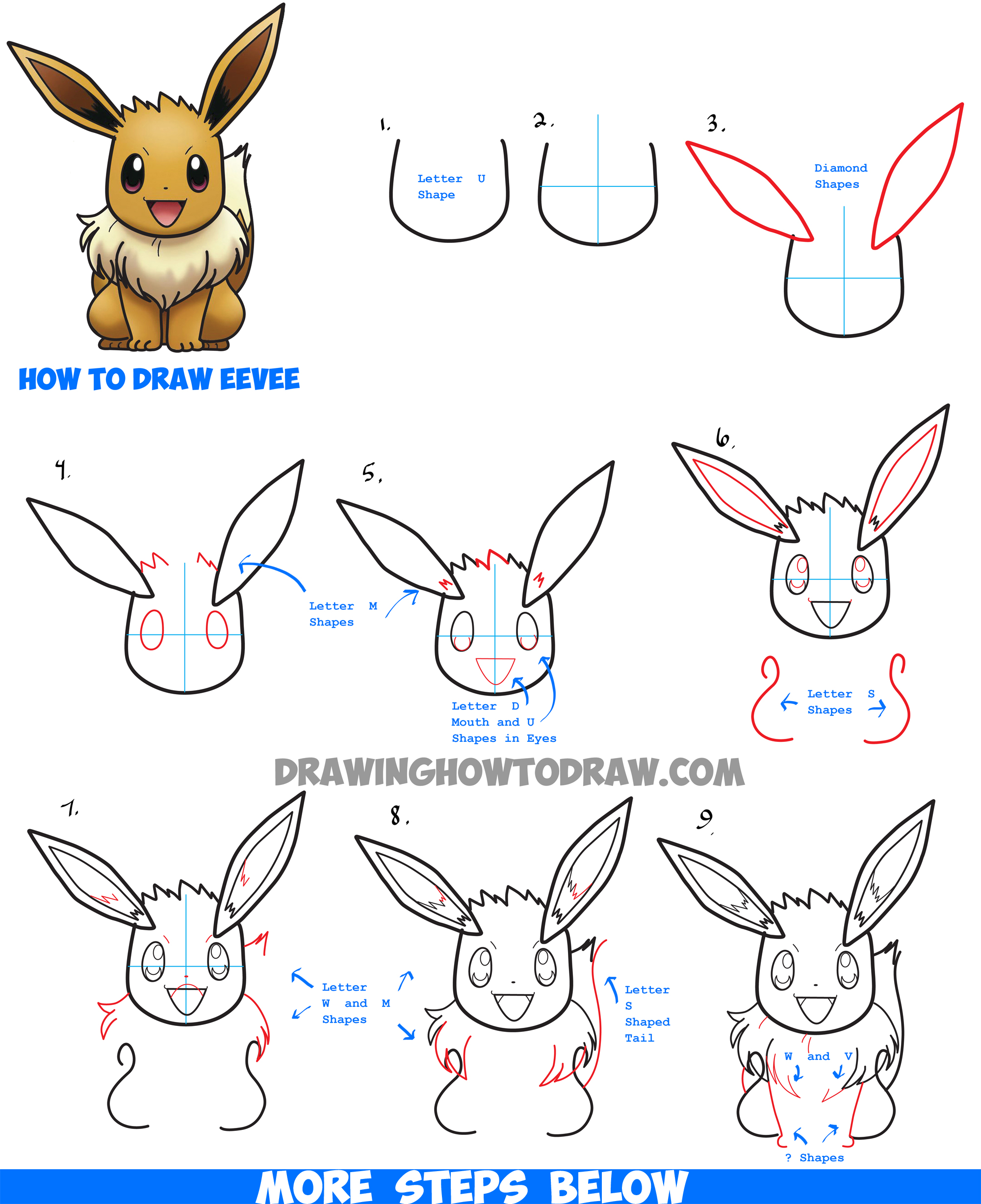 How to draw Eevee from Pokemon Go