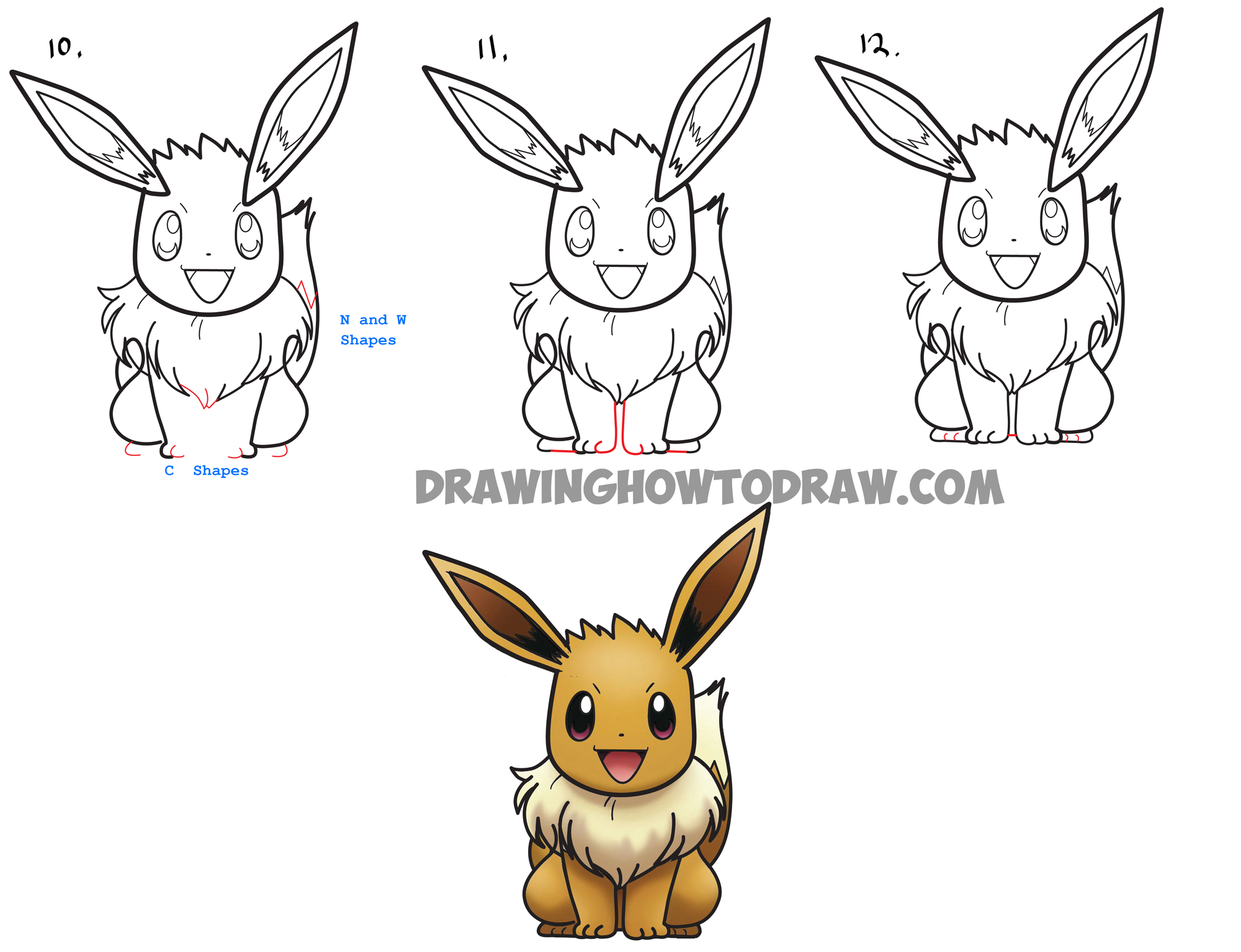 How to Draw Eevee from Pokemon with Easy Step by Step Drawing Tutorial