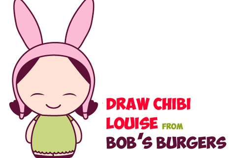 how to draw kawaii chibi louise from bob's burgers easy step by step drawing tutorial