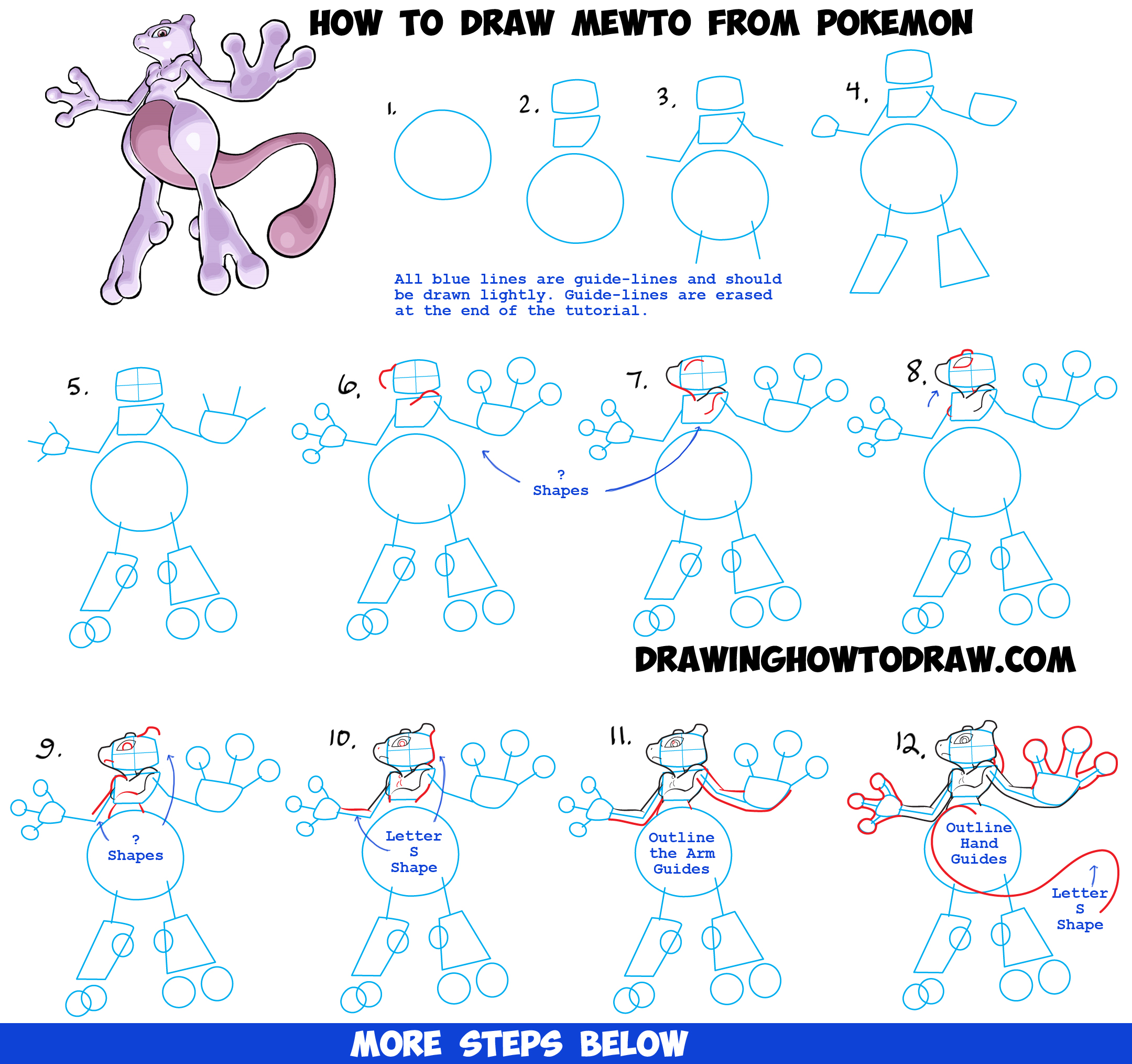 How to Draw Mew from Pokemon - Really Easy Drawing Tutorial