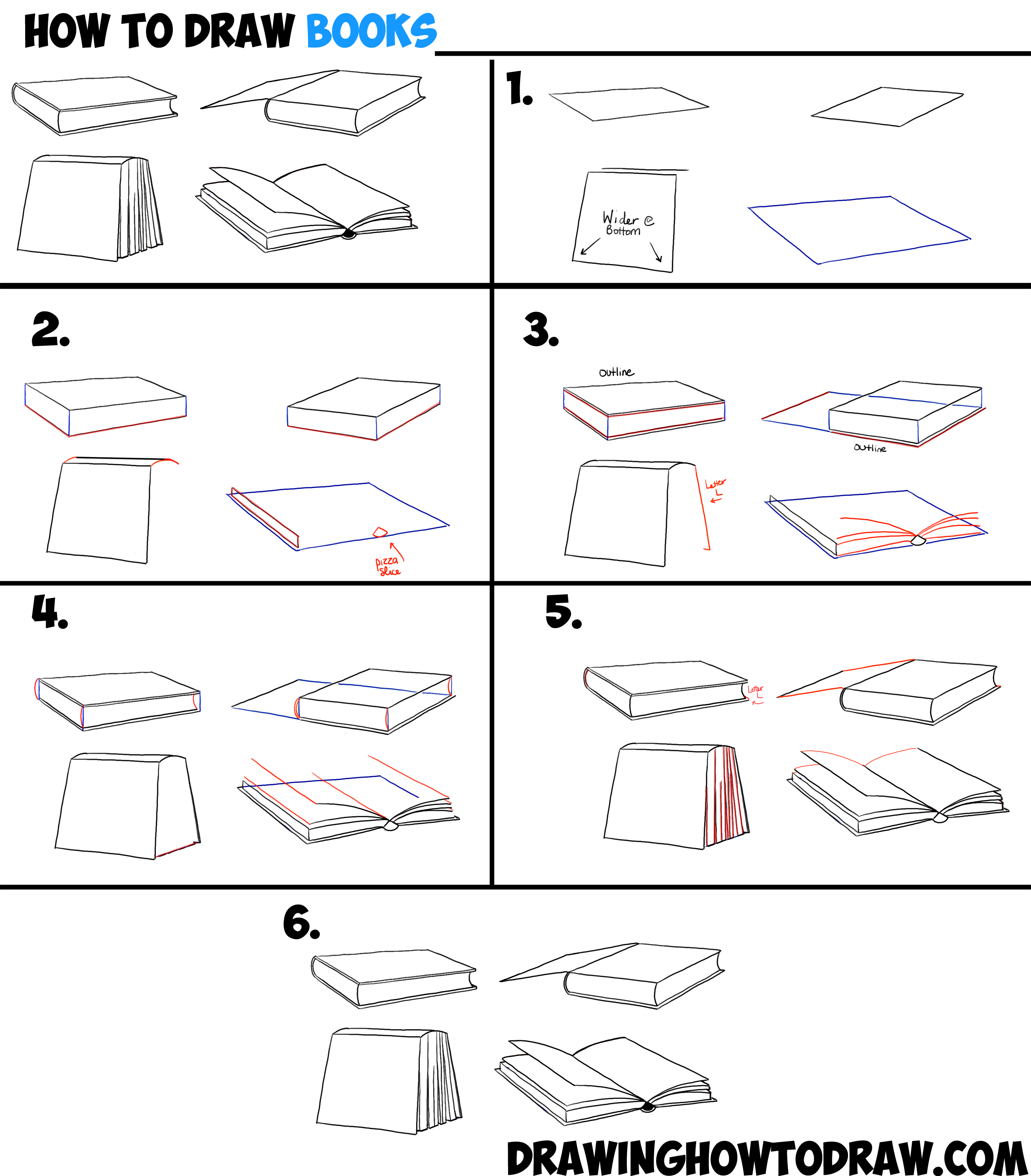 Open Book Drawing - How To Draw An Open Book Step By Step