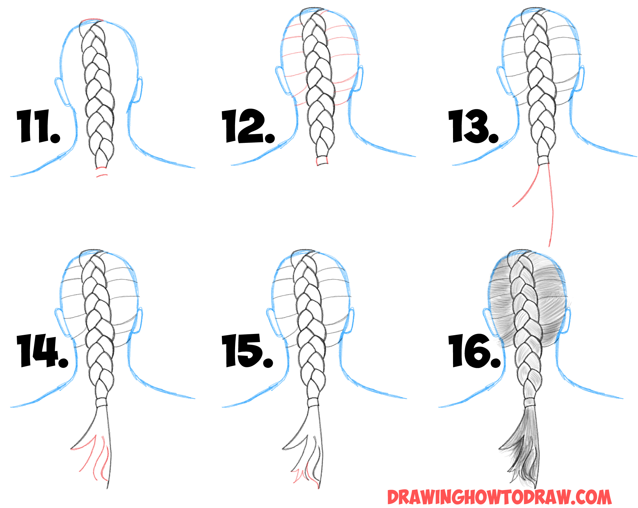 how to draw a braid step by step