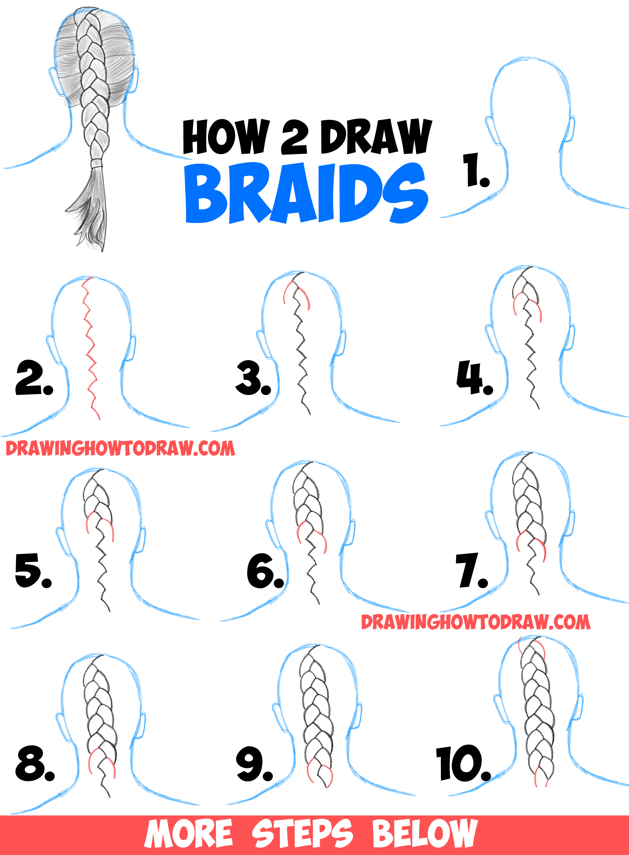 How To Draw Braids With Easy Step By Step Drawing Tutorial