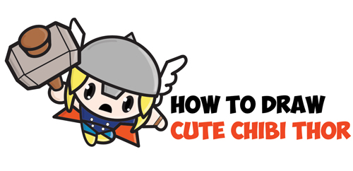 How to Draw Cute Chibi Kawaii Thor from Marvel Comics in Easy Steps Drawing Tutorial