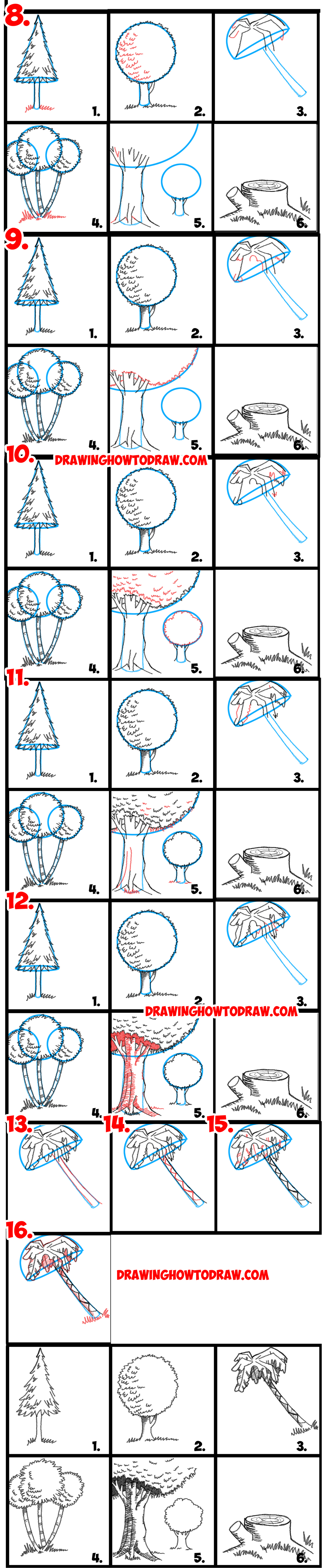 Learn How to Draw Cartoon Trees in Easy Steps Drawing Lesson for Kids and Beginners and People who Want to Draw Cartoons