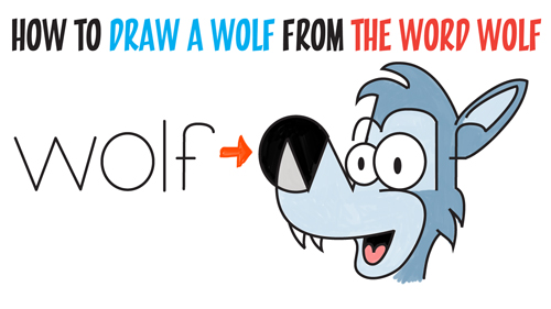 Learn How to Draw Cartoon Wolves from the Word - Cartoon Wolf Simple Step by Step Drawing Lesson for Kids