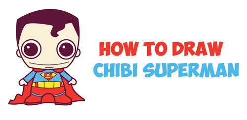 How to Draw Cute Chibi Superman from DC Comics in Easy Step by Step Drawing Tutorial for Kids