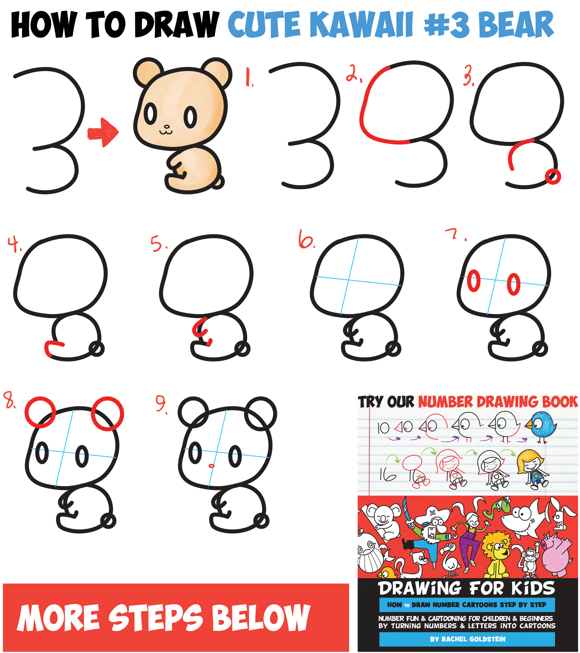 How To Draw Cute Chibi Kawaii Characters With Number 3 Shapes Easy Step By Step Drawing Tutorial For Kids And Beginners How To Draw Step By Step Drawing Tutorials