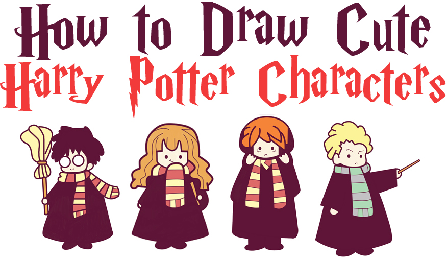 How to Draw Cute Harry Potter Characters in Cartoon Chibi / Kawaii Style