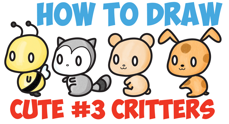 How to Draw Cute Chibi / Kawaii Characters with Number 3 Shapes - Easy Step by Step Drawing Tutorial for Kids and Beginners