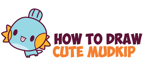 How to Draw MudKip from Pokemon (Cute / Chibi / Kawaii) Easy Step by Step Drawing Tutorial for Kids