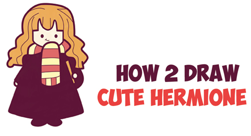 How to Draw Cute Hermione from Harry Potter (Chibi / Kawaii) Easy Steps Drawing Tutorial