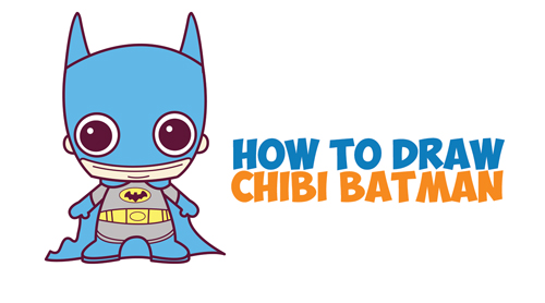 How to Draw Cute Chibi Batman from DC Comics in Easy Step by Step Drawing Tutorial for Kids