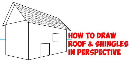 How to Draw a Roof and Shingles with Two Point Perspective - Easy Step by Step Drawing Tutorial