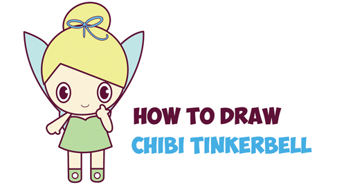 How to Draw Chibi Tinkerbell - the Disney Fairy in Easy Step by Step Drawing Tutorial for Kids