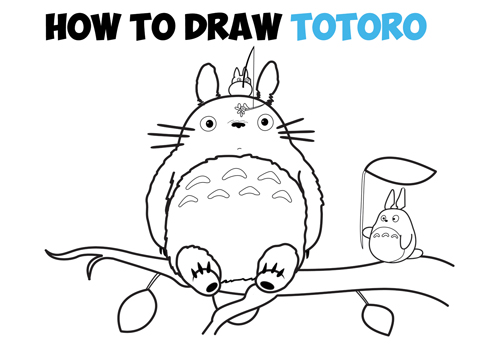 Learn How to Draw Totoro from My Neighbor Totoro - Simple Steps Drawing Lesson including Totoro, Small Totoro, and Medium Totoro