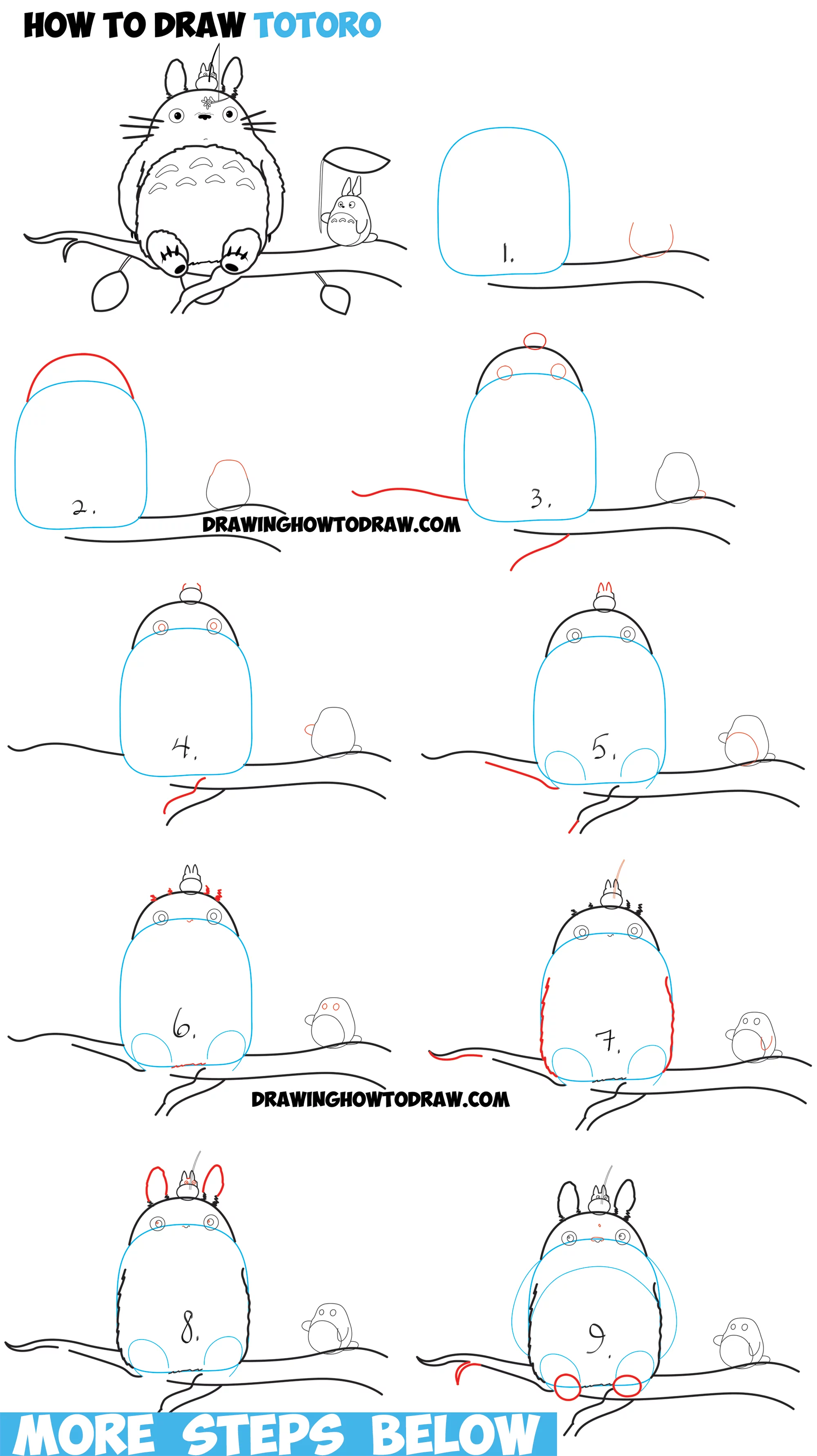 How To Draw Totoro From My Neighbor Totoro Easy Step By Step Drawing Tutorial How To Draw Step By Step Drawing Tutorials