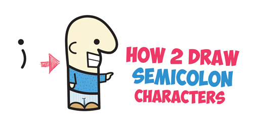 how to draw a cute cartoon man easy from a semicolon - easy drawing lesson for kids