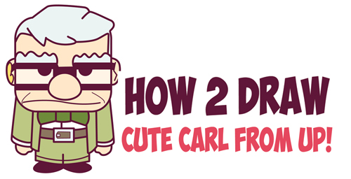 How to Draw Carl Fredricksen the Old Man from Pixar's Up (Cute / Chibi) Easy Drawing Tutorial for Kids