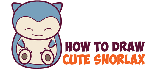 How to Draw Cute Snorlax (Chibi / Kawaii) from Pokemon in Easy Step by Step Drawing Tutorial for Kids