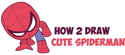 How to Draw Cute Spiderman (Chibi / Kawaii) Easy Step by Step Drawing Tutorial for Kids