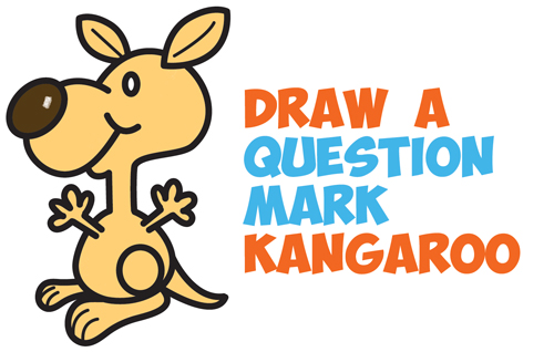 How to Draw a Cartoon Kangaroo from a Question Mark Shape - Easy Step by Step Drawing Tutorial for Kids