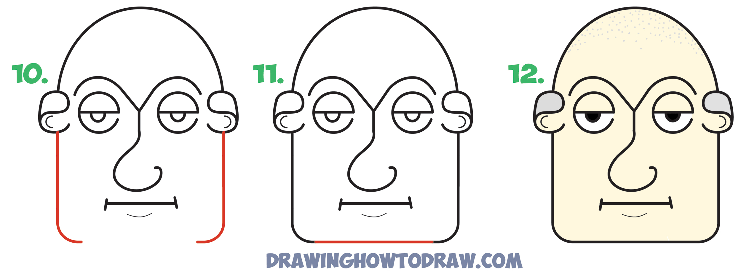 Learn How to Draw Old Man's Face / Head from the word "eyes" in Simple Steps Word Cartoons Lesson for Kids