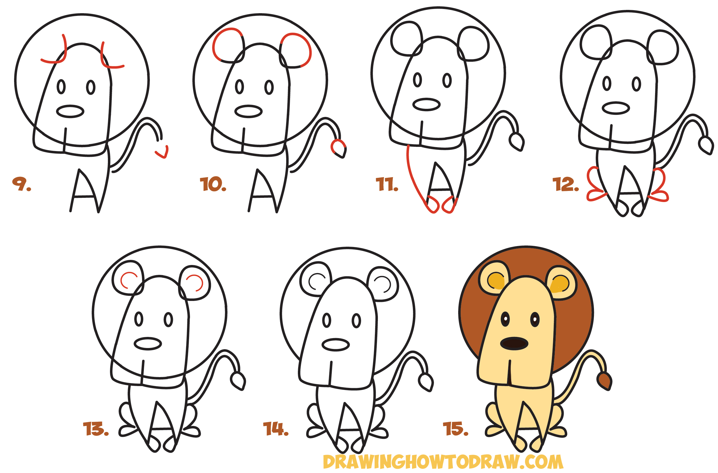 How To Draw Cartoon Lion From The Word Easy Step By Step Drawing