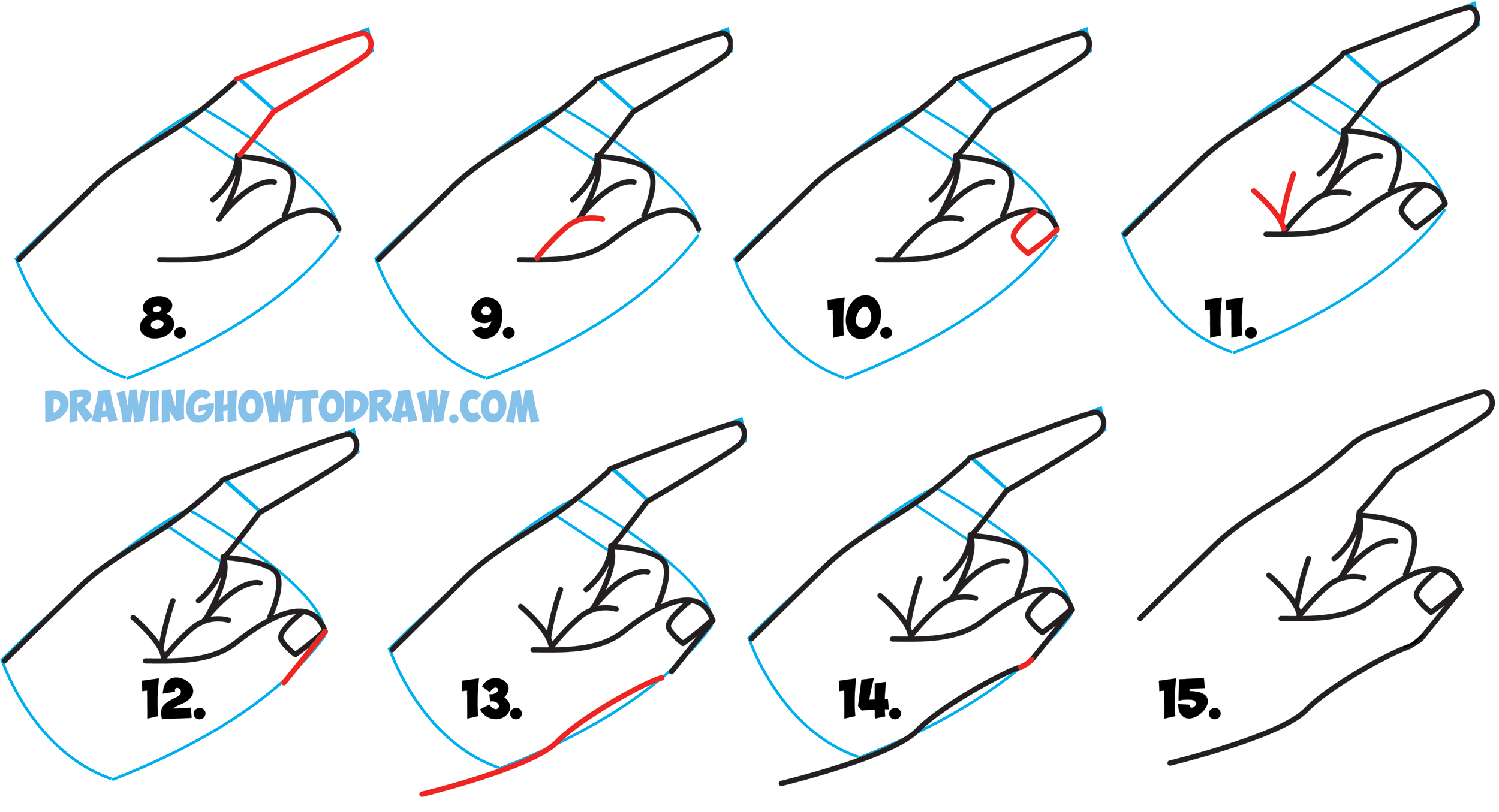 How to Draw a Pointing Hand Side View : How to Draw Cartoon Pointing