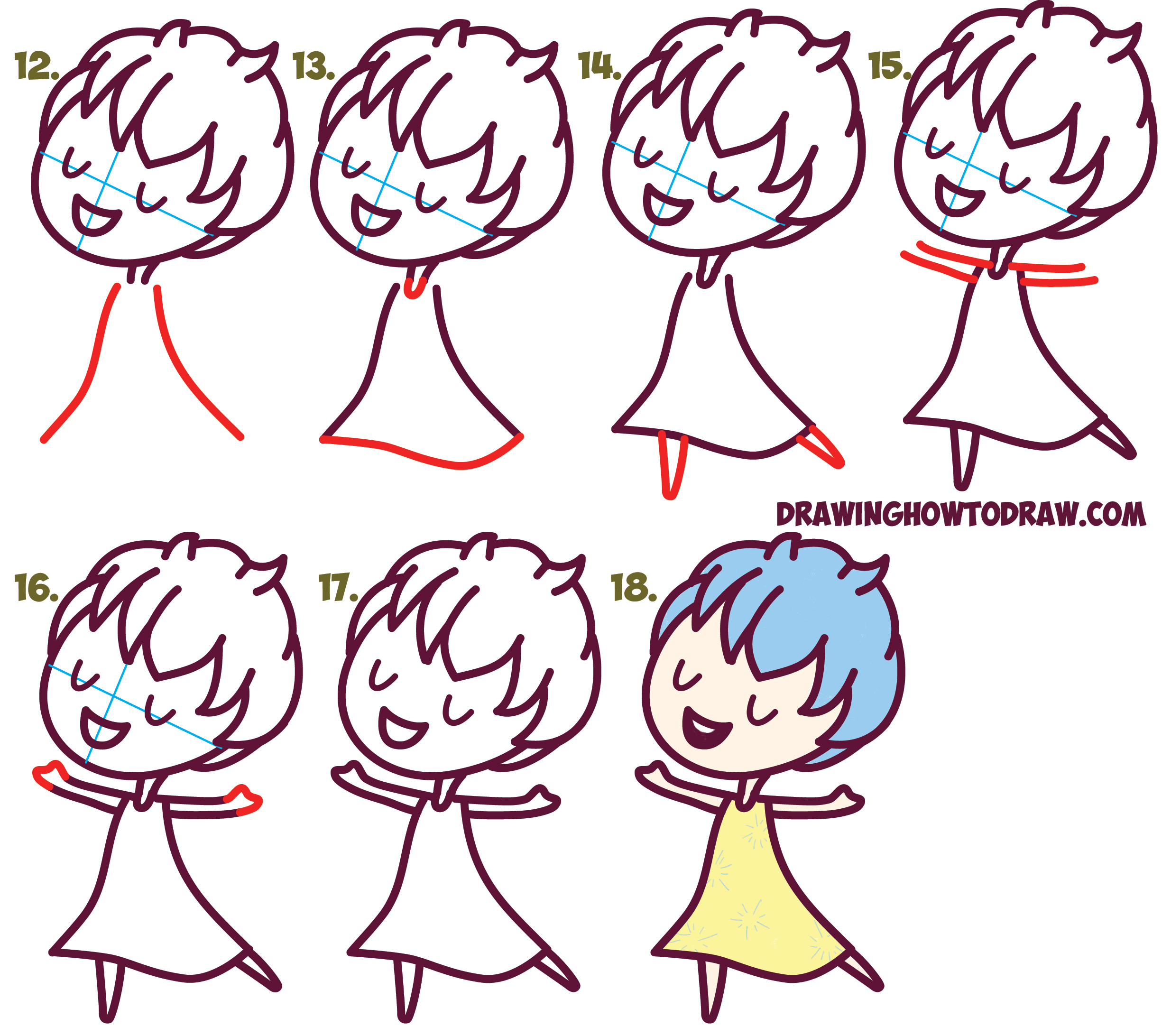 How to Draw Cute Kawaii / Chibi Joy from Inside Out - Easy Step by Step ...