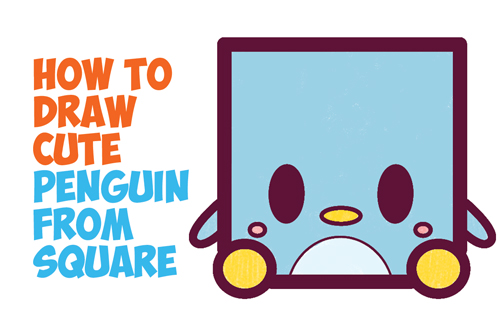 How to Draw Cute / Kawaii / Cartoon Baby Penguin from Squares with Easy Step by Step Drawing Tutorial for Kids