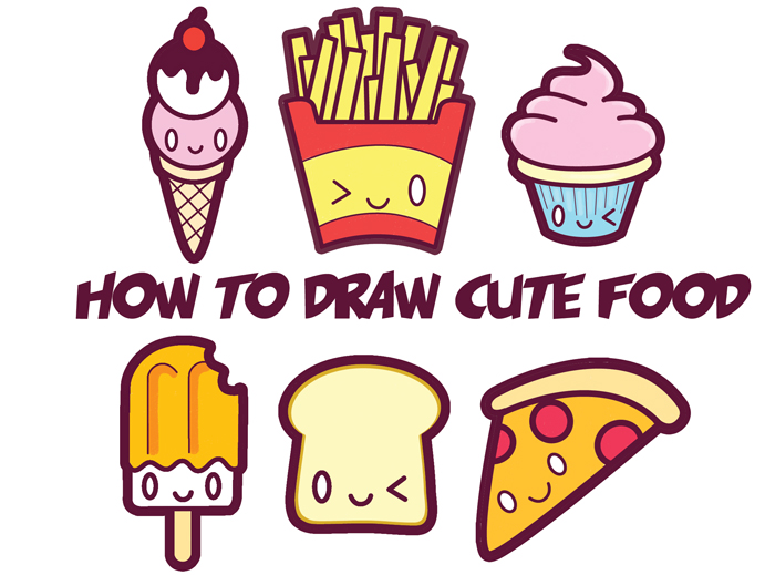 How to Draw Cute Kawaii Food - Easy Step by Step Drawing Tutorial for Kids