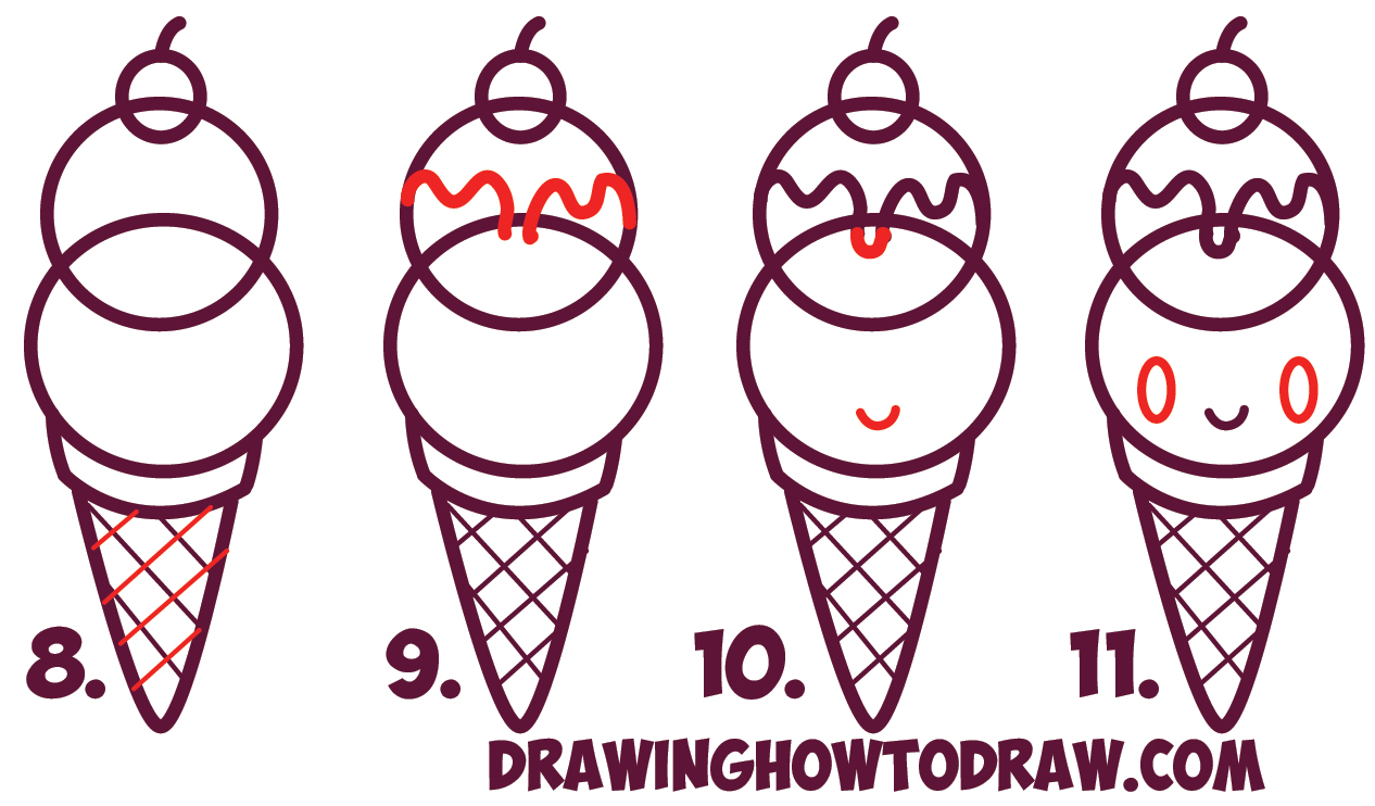 How to draw Cute Kawaii Ice Cream  Drawing to draw - Drawing to Draw 