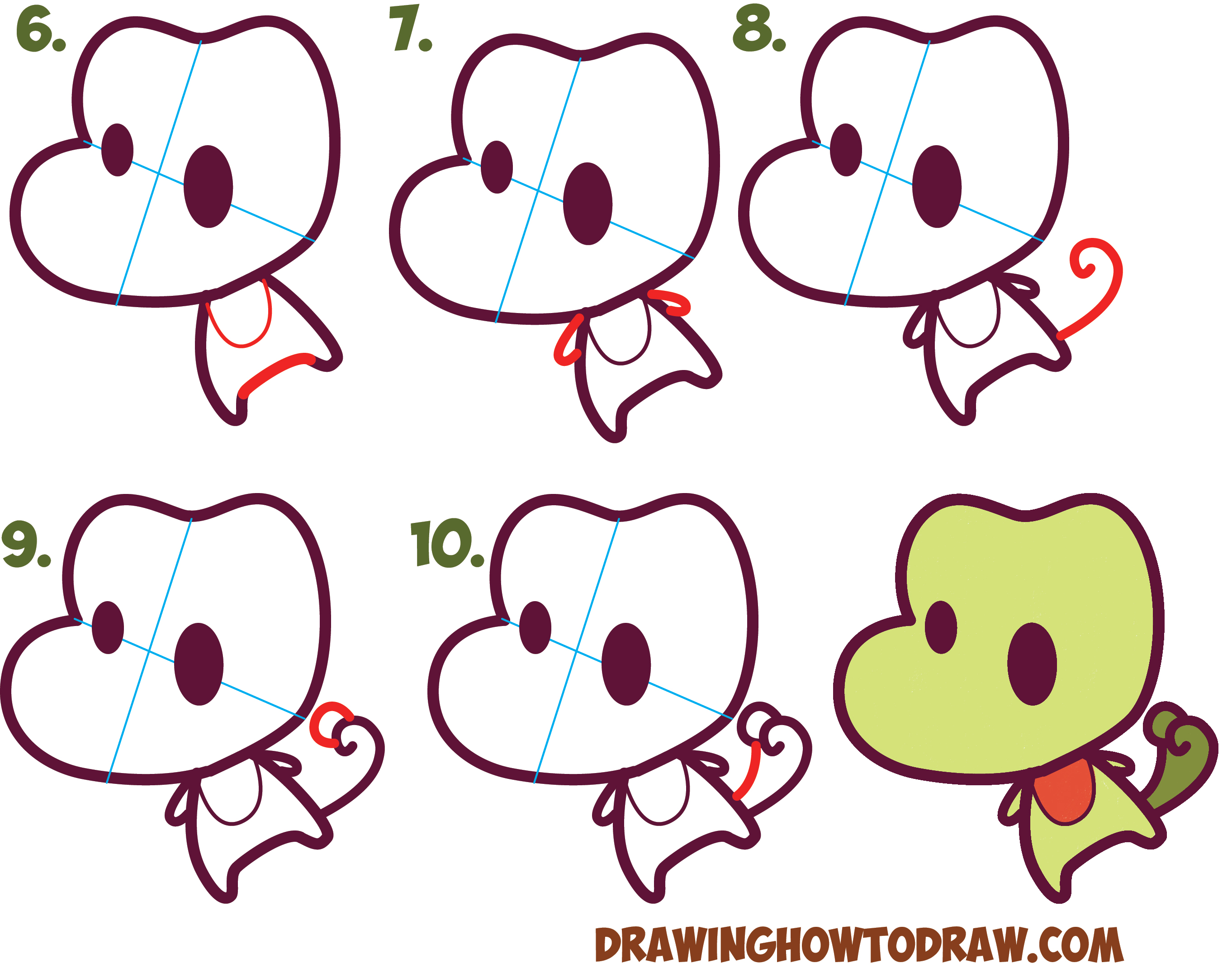 Learn How to Draw Treecko from Pokemon (Cute / Chibi / Kawaii) Simple Steps Drawing Lesson for Kids