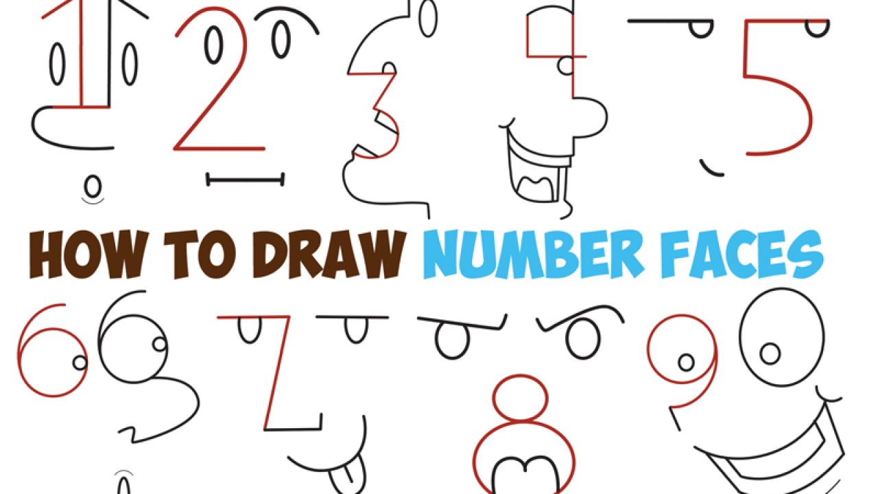 How To Draw Cartoon Faces From Numbers 1 9 Easy Step By Step Drawing Tutorial For Kids How To Draw Step By Step Drawing Tutorials