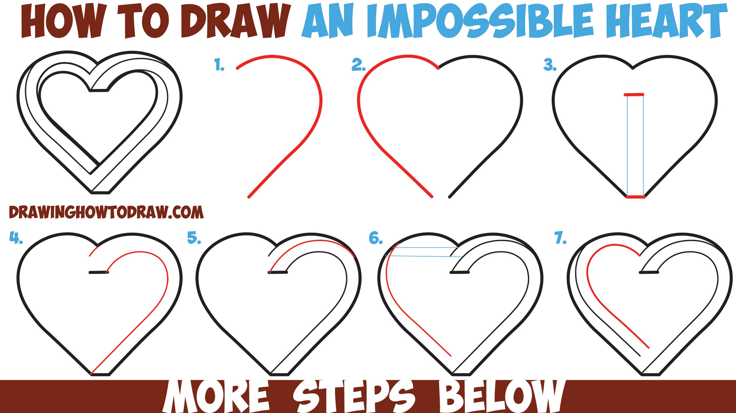 How to Draw an Impossible Heart - Easy Step by Step Drawing Tutorial ...